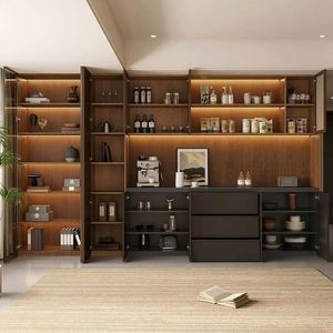 Luxury Corner Glass Kitchen Display <b>Cabinets</b> Ready to Assemble Modern Storge Lacquer <b>Cabinets</b> Kitchen - Product Image 2