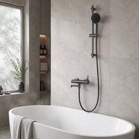Kit de douche à effet pluie noir en acier inoxydable sans plomb, avec mitigeur, pour hôtel et baignoire, fabriqué par l'usine OEM/ODM de Kaiping
