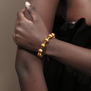 Dingran Stainless Steel <strong>Bracelet</strong> Trendy Design Tarnish Free 18K Gold Plated <strong>Large</strong> <strong>Beads</strong> <strong>Bracelets</strong> - Product Image 2