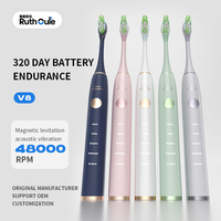 Brosse à dents électrique sonique intelligente V8, haute fréquence, 46 000 vibrations, autonomie de 320 jours, poils durs, IPX7, blanchiment des dents, 5