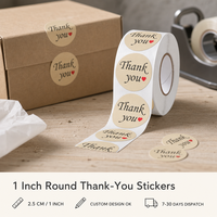 Autocollants ronds de 25 mm, autocollants de remerciement, rouleau d'autocollants en papier kraft, étiquettes adhésives pour boîte, sac, enveloppe