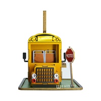 Rompecabezas 3D de Madera Wincent, Camión de Comida BBQ, Kit de Casa en Miniatura, Restaurante Estilo Americano, Manualidades DIY, Decoración con Luz LED, Regalo para Adultos