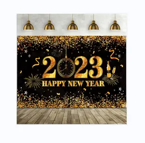 3 x5ft 2023 felice anno nuovo fuochi d'artificio bandiera Banner tessuto in poliestere lati singoli o doppi con occhielli in ottone Outdoor Indoor