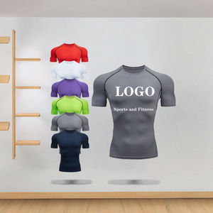 Camiseta Deportiva de Gimnasio de Secado Rápido con Logotipo Personalizado, Ajuste Regular, para Hombre, Ropa Deportiva de Compresión Tejida, Transpirable - Product Image 3