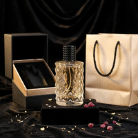 Prix d'usine, flacon de parfum rond rose 100 ml pour femmes, flacon de parfum de luxe noir personnalisé 100 ml avec emballage en boîte