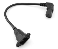 Câble d'alimentation CA en caoutchouc IEC C14 à montage sur panneau vers IEC C13 à angle droit, rallonge principale pour serveurs informatiques et PDU