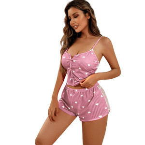 Pijamas de Verano para Mujer, Bonitos y Ligeros, con Estampado de Corazones, de Malla Transparente, Informales, para el Hogar, Venta al por Mayor P225 - Product Image 3