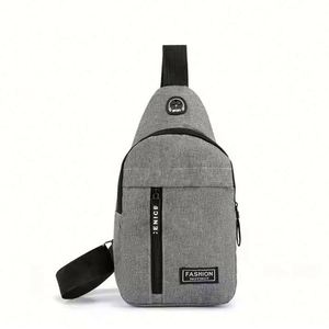 Sac bandoulière sport étanche pour homme avec trou pour écouteurs et logo personnalisé – Sac de poitrine pour homme - Product Image 1