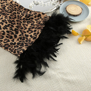 Venta caliente Impresión digital Sexy Leopardo Floral Batas Mujeres Señoras Elegantes Batas Albornoz para mujeres con plumas - Product Image 6