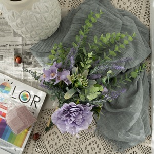 Bouquet de fleurs artificielles CallaFloral, camélia violet, lavande, bouquet de mariage, décoration murale CF01037 - Product Image 1