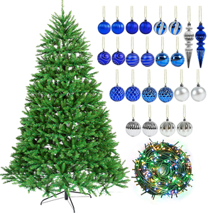 Sapin De Noël Artificiel Avec Effet Neige Qui Tombe Et Lumières LED – 75 Cm, Bleu – Base Parapluie, Mélodie Festive