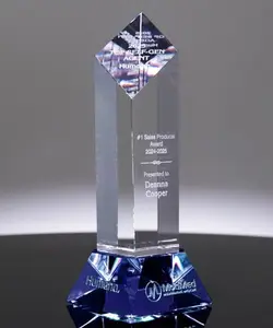 New Design Personalized Engraving Colorful Crystal Trophy Crystal Plaque Custom Crystal Award Trophy