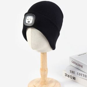 Unisex Gifts Beanie With <b>Light</b> Usb <b>Rechargeable</b> Led Headlamp Cap Winter Knitted <b>Night</b> Lighted Hat Flashlight - Product Image 2