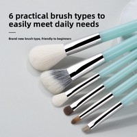 Kit de 6 pinceaux de maquillage professionnels portables pour le visage et les yeux, poils synthétiques de haute qualité, fond de teint, poudre, fard à paupières, eye-liner