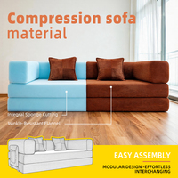 Canapé-lit modulaire moderne en velours doux, double place, pliable, pour petit espace