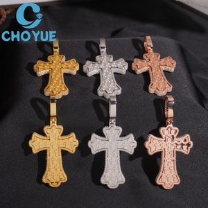 Iced Out Colors Moissanite Cross <b>Charms</b> Pendant 925 <b>Silver</b> 18K Gold Plated VVS Moissanite Cross Pendant Hiphop Jewelry - Product Image 3