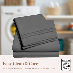 1800 draps <span class=keywords><strong>de</strong></span> luxe pour hôtel ensemble <span class=keywords><strong>de</strong></span> <span class=keywords><strong>lit</strong></span> pleine grandeur-draps rafraîchissants-literie extra douce-<span class=keywords><strong>sangles</strong></span> élastiques 4 pièces - Product Image 4