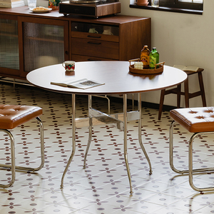 Table à manger ronde moderne de luxe en bois massif, portable, respectueuse de l'environnement, meubles pour la maison, adaptée aux appartements et aux hôtels - Product Image 2