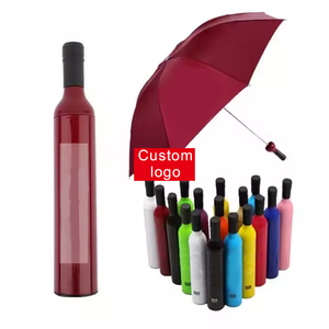 Factory Custom Logo Classic New Wholesale Manual Printing Paraguay Shape Gift Advertising Brand Wine Bottle Folding Umbrella