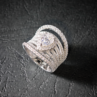 Bague Goutte d'Eau en Moissanite Effet Diamant, Coupe Poire, Couleur D, Pureté VVS, Argent Sterling 925, Certifiée GRA, Style Hip Hop, pour Femme et Homme, Idéal Cadeau