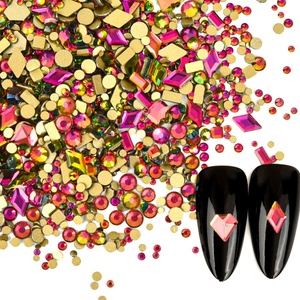 Oleeya Mix Shapes K9 Diamantes de imitación para uñas con reverso dorado, dijes de diamantes, joyería, piedras 3D, decoración para arte de uñas, gemas de imitación - Product Image 3