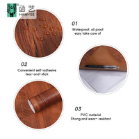 Papier peint auto-adhésif 3D personnalisé à grain de bois autocollant mural moderne en PVC imperméable pour la décoration d'autocollant mural de salon