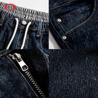 Jean baggy à jambes larges pour homme, broderie croix gothique, bleu indigo, taille à cordon, personnalisé, vintage, délavé, style Dark Academia Y2K, OEM