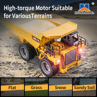 En stock : Camion benne RC HUINA 1534 9 canaux 1:18 semi-alliage 2.4G 4x4 télécommandé, véhicule de construction