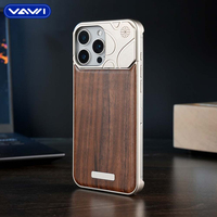Étui de téléphone aromathérapeutique en métal de luxe VAWI B324 avec grain de bois de noyer, étui magnétique pour iPhone 15 16 Pro Max, étui de téléphone portable