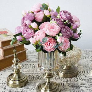Flores artificiales de peonía, rosa de té, camelia, flores de seda falsas para decoración de bodas, hogar y jardín. - Product Image 5