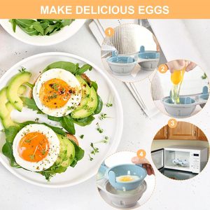 Copa para cocinar huevos escalfados en microondas, 2 cavidades, apta para uso alimentario, con doble drenaje, utensilio de cocina - Product Image 5