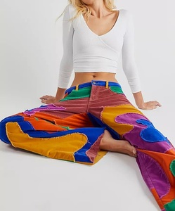 Tùy Chỉnh 2022 Mùa Xuân Phụ Nữ Thấp Tăng Rộng Chân Cầu Vồng Quần Nhiều Màu Seamed Xếp Chồng Lên Nhau Jeans Baggy Cộng Với Kích Thước loe Jeans Nữ - Product Image 3