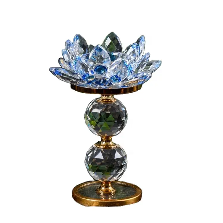 Ev için yaratıcı kristal Lotus tereyağı lamba tutucu kristal mumluk masa süsleri