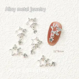 New Design Luxury 3D Nail Art Charms Shiny Pentacle Crystal Pendant Design Alloy Star 3D Nail Charms