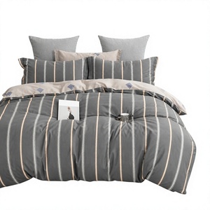 Poland Local Hub 3 Piece Cotton <b>Bedding</b> <b>Set</b> Queen Size Neutral <b>Stripe</b> Comforter EU Dropshipping - Product Image 1