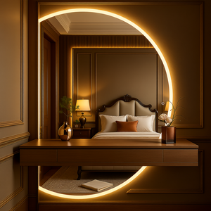 Hiện Đại Nửa Vòng Tròn Mặt Trăng Hình Thông Minh Chống Sương Mù Chiếu Sáng LED Tường Gương Đặt Khách Sạn Phòng Tắm Dự Án Cảm Ứng Chuyển Đổi Ánh Sáng - Product Image 2