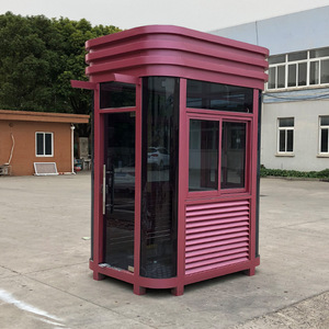 Caseta de seguridad de acero color rojo, equipo móvil de estacionamiento para guardia de seguridad - Product Image 1