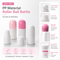 Prix d'usine – Bouteille à bille de 20 ml et 30 ml en PP blanc et rose pour huiles essentielles, parfums, déodorants et lotions corporelles, avec sérigraphie