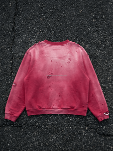 Sudadera personalizada para hombre con efecto desgastado, roturas y estampado serigrafiado, cuello redondo, 100% algodón, estilo vintage con efecto descolorido por el sol. - Product Image 2