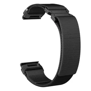 ERAYSUN Faixa de Nylon para Relógio Garmin com adesivo magnético 22mm 26mm de Largura fivela de aço preto