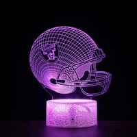 Lampe d'illusion 3D en acrylique en forme de casque de football, lumière nocturne RVB 16 couleurs, télécommande tactile USB, intensité réglable, décoration de chambre pour fans de sport, cadeau