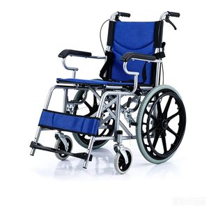Manual Wheelchair <b>Foldable</b> Steel Frame <b>Trolley</b> Chair Model XL22 1 Year Warranty Blue Seat for Home Travel Clinic Use - Product Image 1