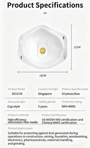 <span class=keywords><strong>Mascarilla</strong></span> Respiratoria Desechable 8511CN al por Mayor con Filtro de Algodón para Protección contra el Polvo - Product Image 5