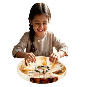 Bol en résine jetable poli à la main, écologique, compatible lave-vaisselle, sûr pour les aliments, design classique, motif en résine, pour salades de fête - Product Image 1