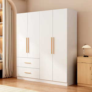 Armoire Wardrobe <strong>Closet</strong> with Doors &amp; Hanging Rods, Wooden Clothing Storage Cabinet with Drawers &amp; Shelves for Bedroom, <strong>White</strong> - Product Image 3