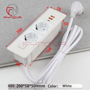 Multipresa da incasso CE certificata UE con 2 prese, 2 USB-<span class=keywords><strong>A</strong></span> e USB-<span class=keywords><strong>C</strong></span>, presa di alimentazione integrata per mobili con interruttore per scrivania da ufficio - Product Image 3