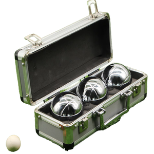 Offre Spéciale <span class=keywords><strong>de</strong></span> haute qualité en acier inoxydable argent jardin <span class=keywords><strong>jeu</strong></span> exercice extérieur personnaliser Logo boîte en aluminium 3 pièces 720g Boule Bocce balle - Product Image 2