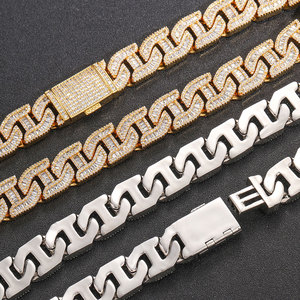 Unisex Nieuwe Sieraden 16mm Messing Miami Cuban Link <span class=keywords><strong>Box</strong></span> Sluiting Ketting Verlovingsketting Briljante Micro Insert 5A Zirkoon Charm Iced Chain - Product Image 6