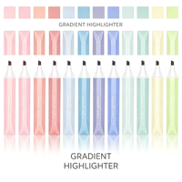 Stylo surligneur dégradé de couleur pour le soin des yeux, pointe oblique, marqueur mignon pour le soulignement de journaux