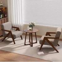 Fauteuil simple au design minimaliste moderne, pieds en bois, tissu blanc, fauteuil de détente confortable pour la maison, le bureau, le salon, le bar